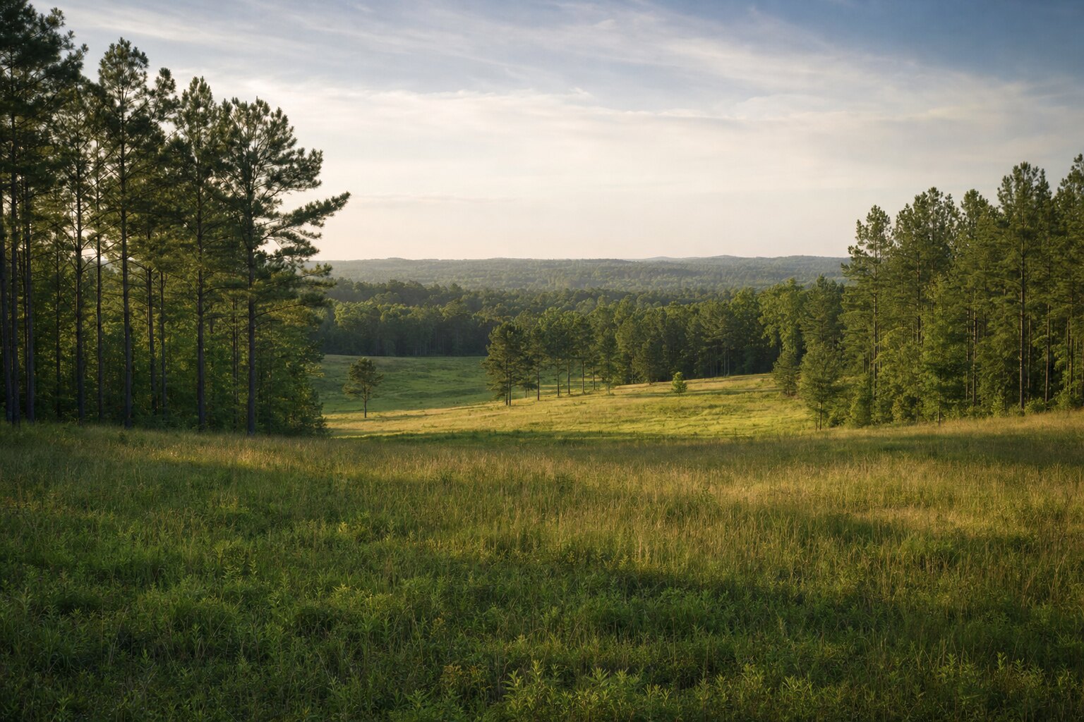 Rolling green Piedmont land in North Carolina