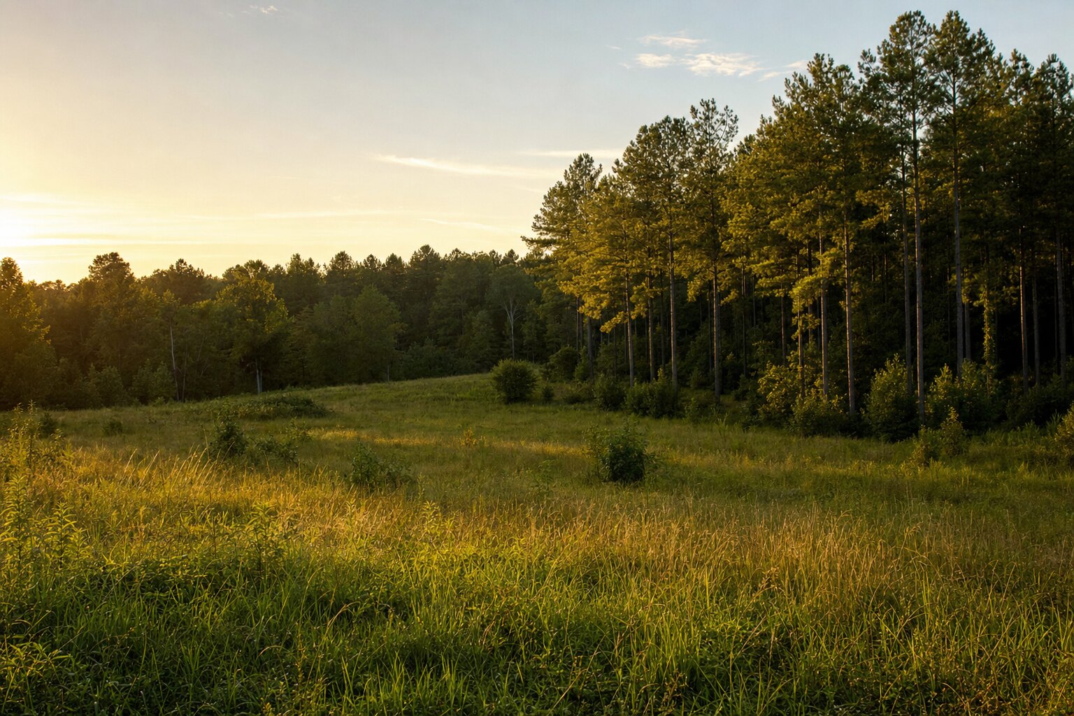 Rural pine-bordered land tract