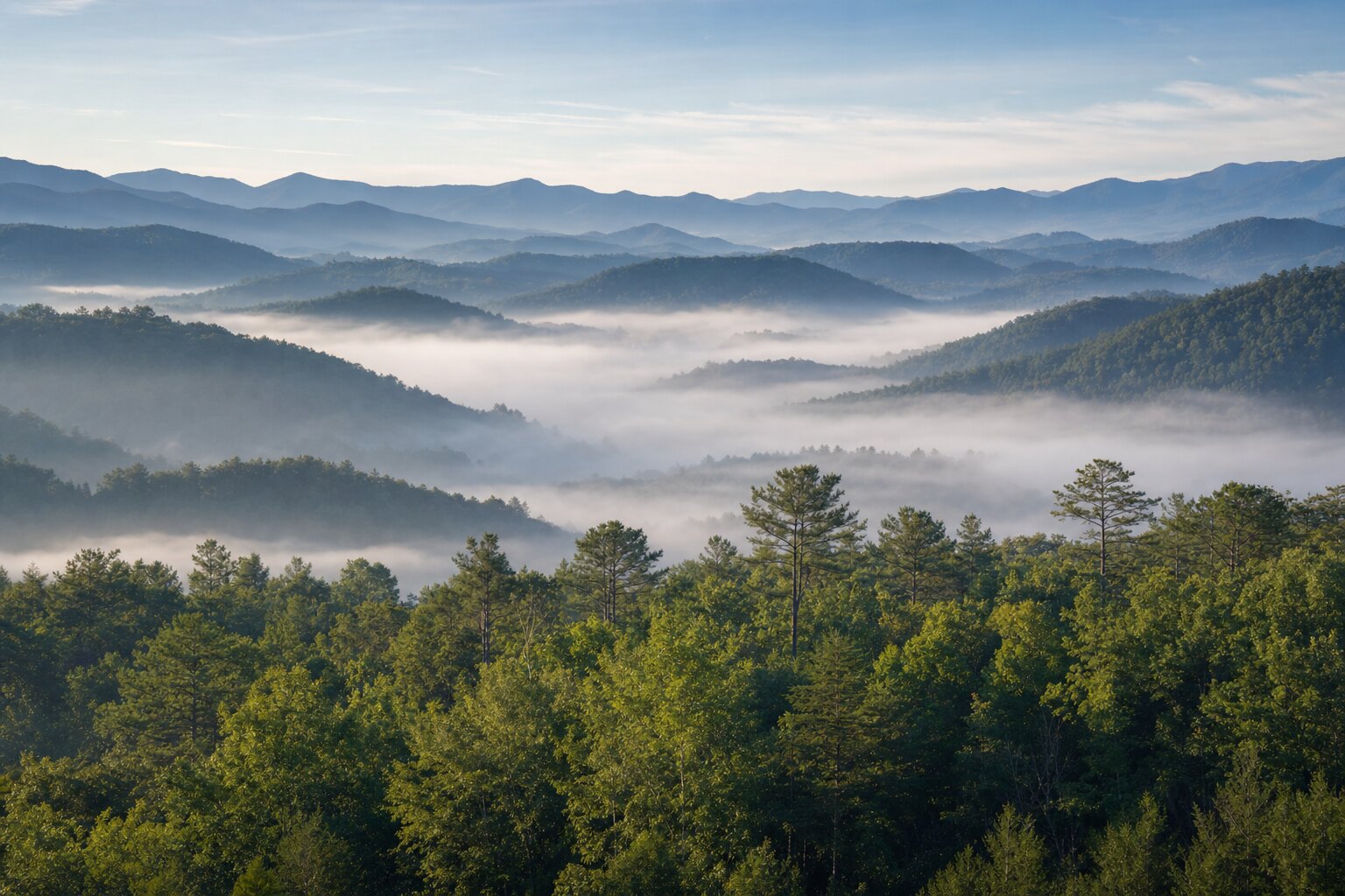 Smoky Mountain foothills timber land in Tennessee